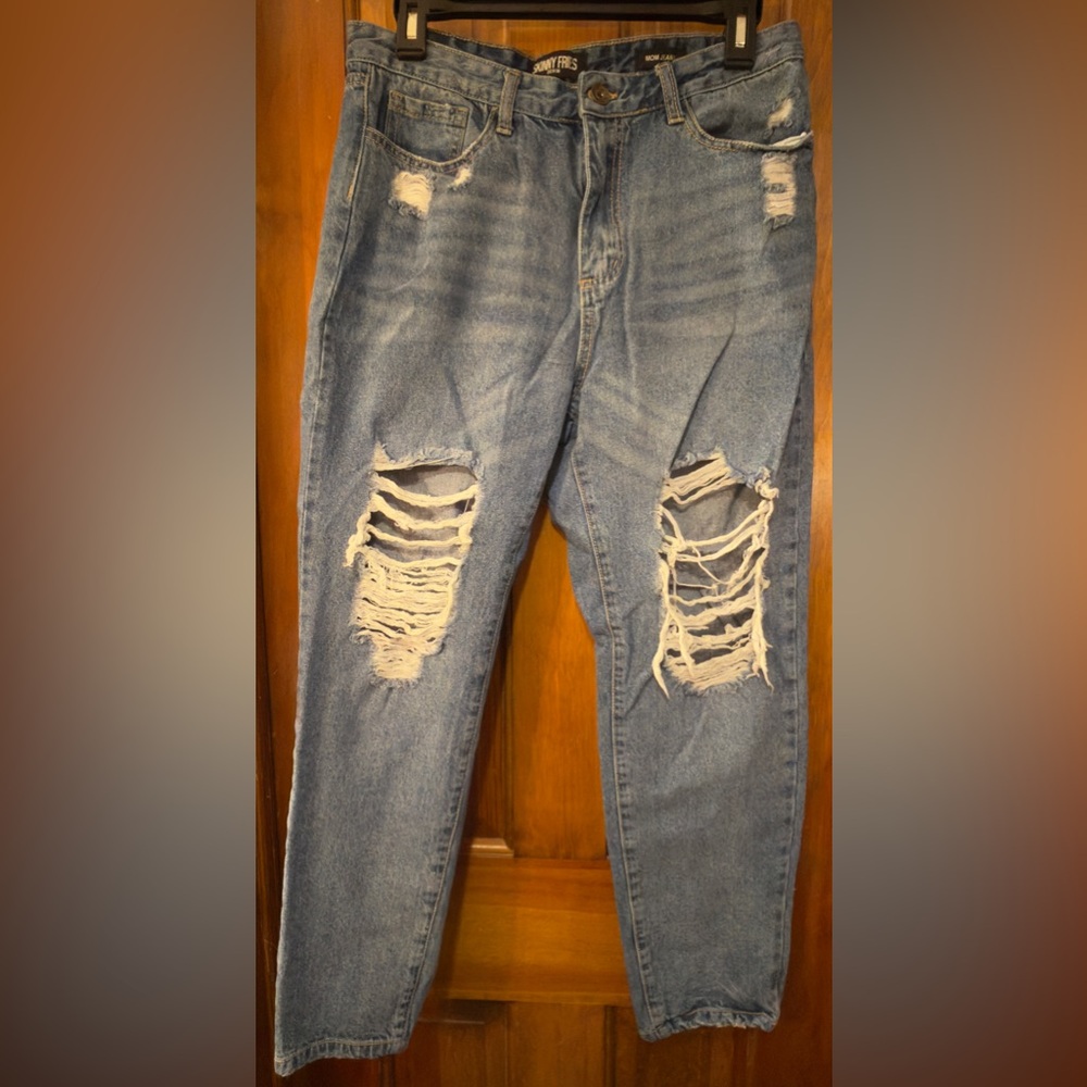 Distressed Blue Jeans